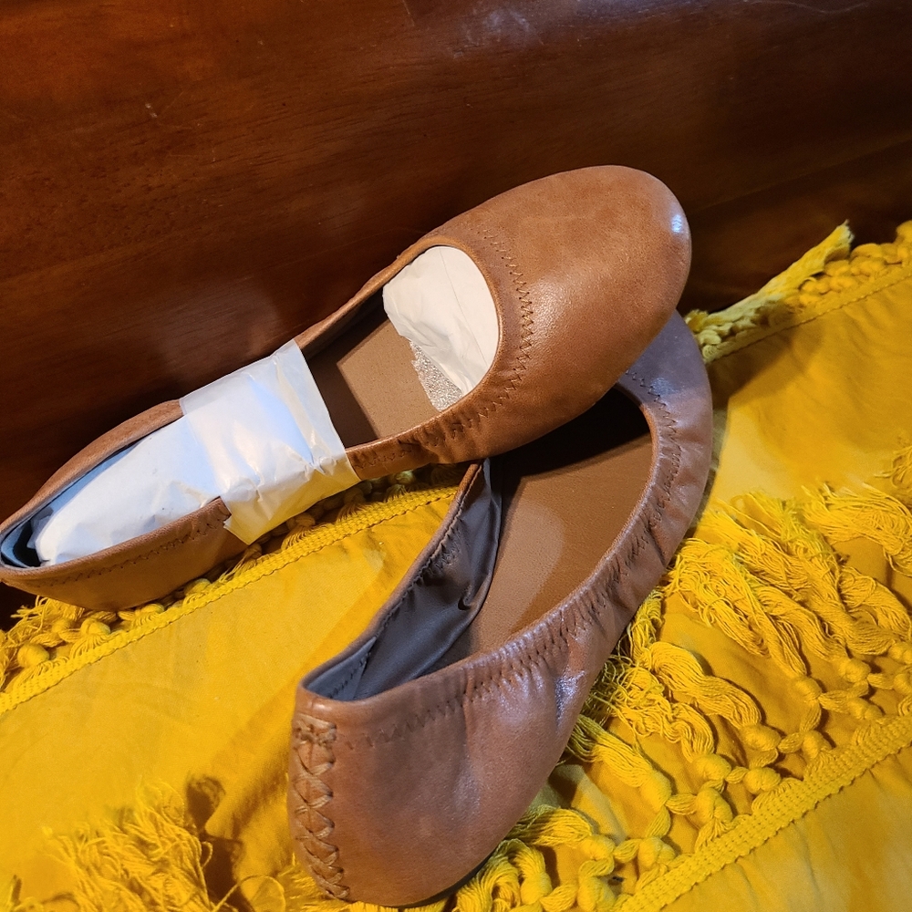 Lucky Brand Brown Leather Flats with Moccasin Seam